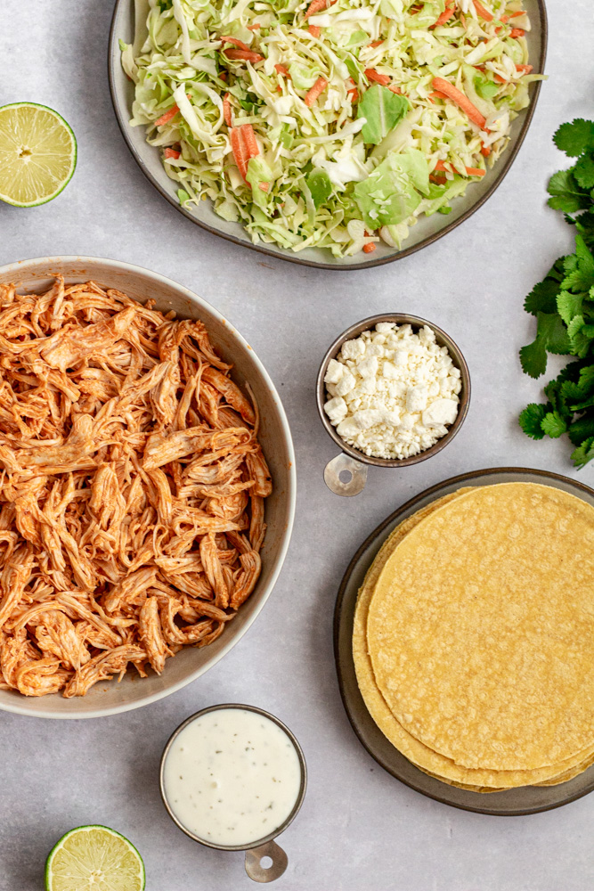 Crispy Buffalo Chicken Tacos with Cilantro Lime Ranch Slaw